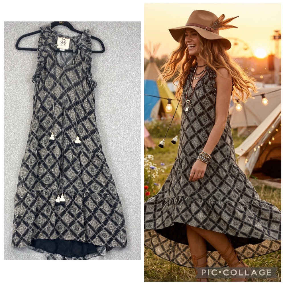 Figue Silk Maxi Dress Xs Boho Ruffled Lightweight Travel Packable Elegant Fairy